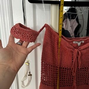 Charlotte Ruse Crochet Mini Dress Coral Sweetheart Neckline Beach Vacation